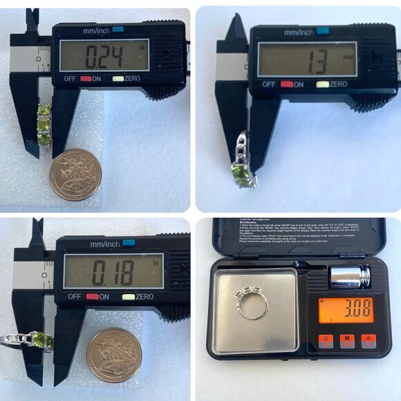 Sterling Silver 925 Prong Set Cushion Cut Peridot Multi Gemstone Ring 8.5 - Picture 11 of 16